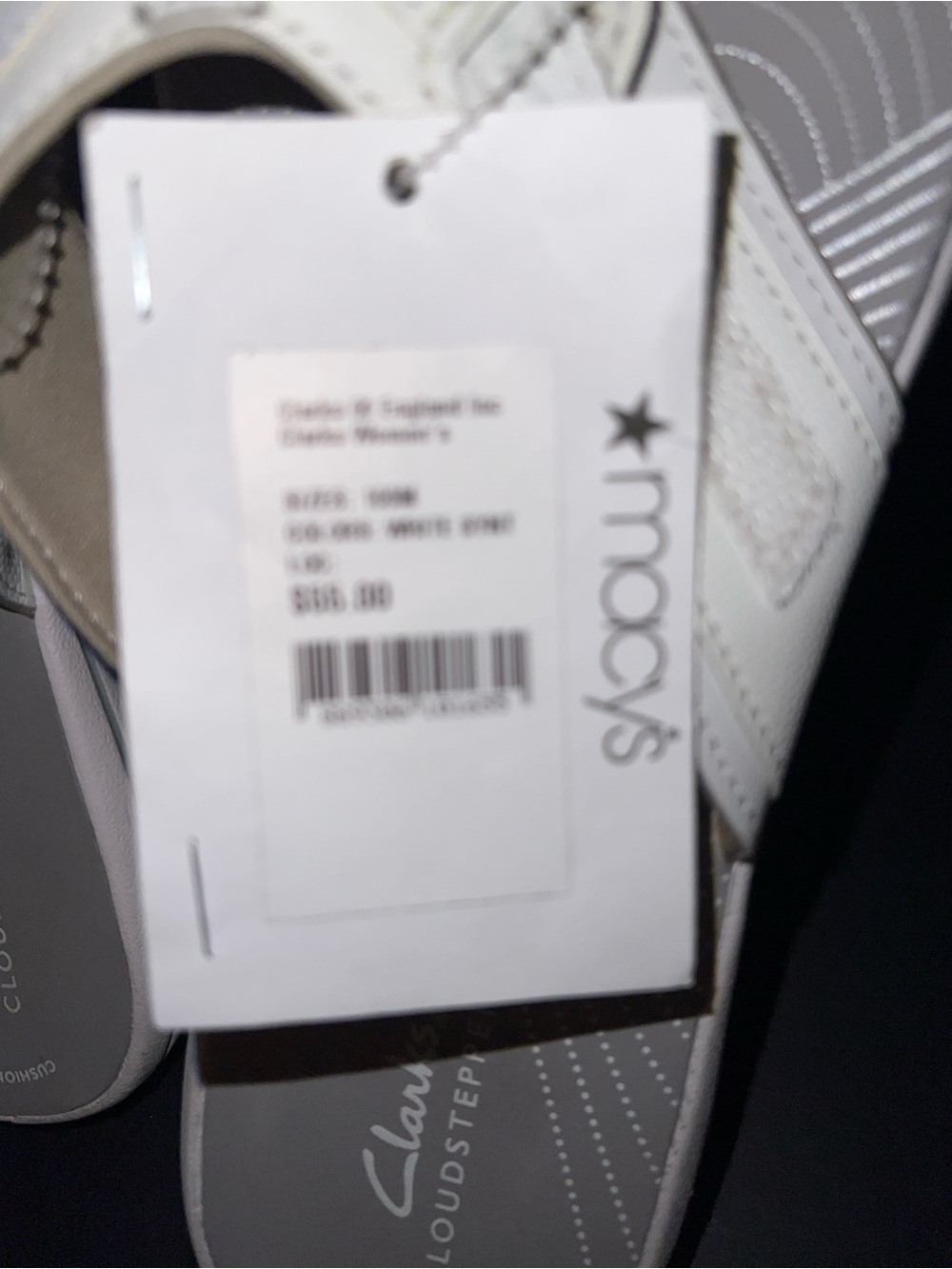 Clarks White Cloudsteppers Women's Thong Sandals - Picture 2 of 3